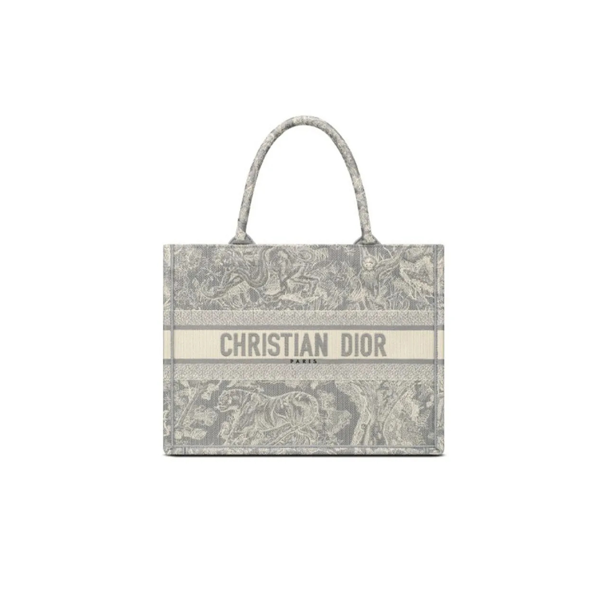 D*or canvas embroidered medium D*oriviera toile de jouy book tote gray m1296zrgo-m932 (36.5*28*17.5cm)
